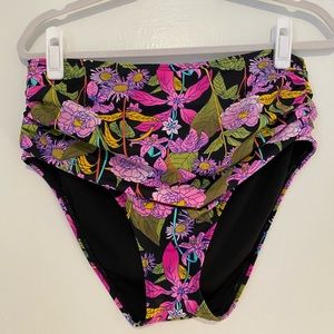 Pink Floral High Waisted Swim Bottom